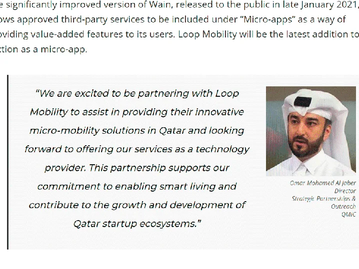 Archived QMIC article clipping with a portrait and quotation